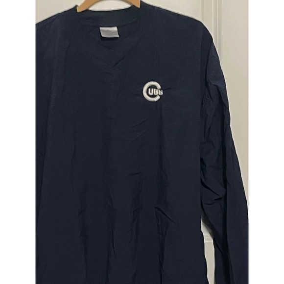 Munsingwear Chicago Cubs Baseball Nylon Pullover V Neck Jacket Mens XL Navy - Picture 3 of 6